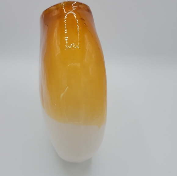 Art Glass Slanted Candy Corn Color Halloween Vase - Picture 3 of 8